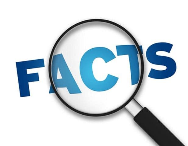 A magnifying glass enlarges the word "FACTS" in bold blue letters, signifying scrutiny and emphasis on truth and information. The tone is investigative.