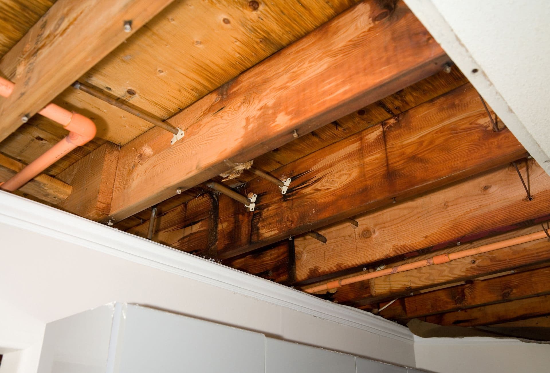 Ceiling with visible water damage